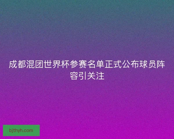 成都混团世界杯参赛名单正式公布球员阵容引关注